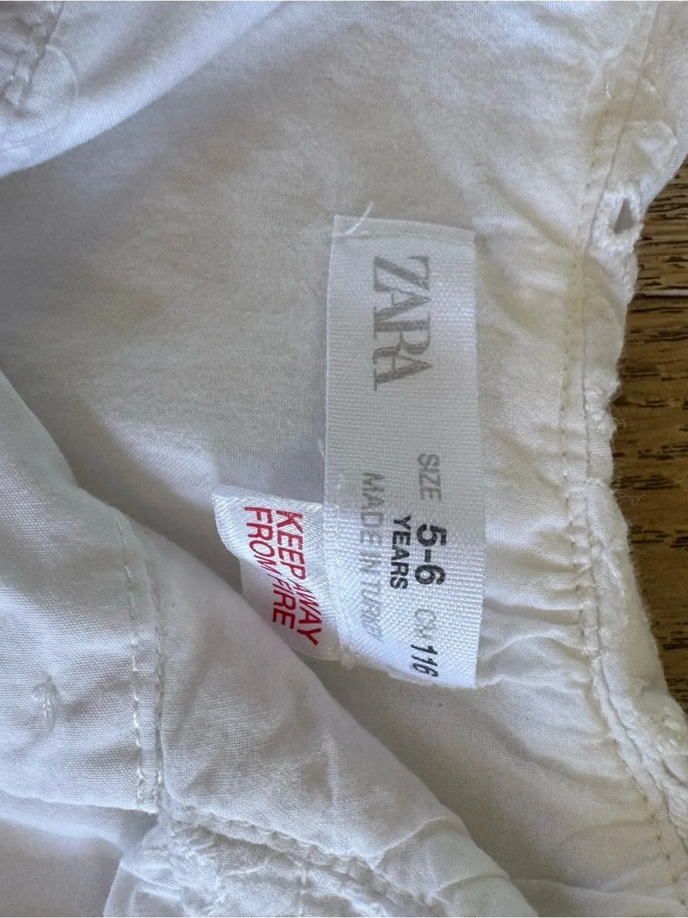 Zara Girls Button Dress White Size 5-6 Years